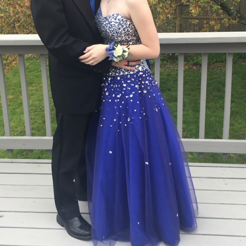 Royal Blue Strapless Prom Dress